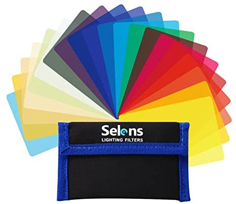 Selens 20 Pieces Universal Gels Lighting Filter Kit for Camcorder LED Video Light, 3.74 x 2.56 Transparent Color Correction Lighting Film Plastic Sheets