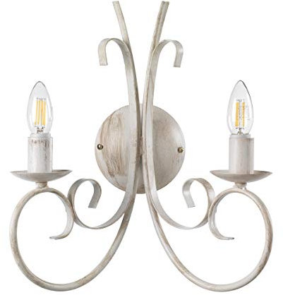 ONLI Applique 2 luci in Metallo Bianco Invecchiato
