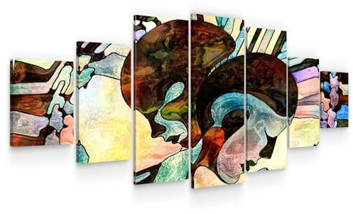 Startonight Leinwandbild xxl Starke Gefühle, Frau und Mann - Leinwandbilder Moderne Kunst - Abstrakte Wanddeko Kunstdrucke, Wandbilder 7 teile 100 x 240 cm, Tag Nacht Groß Bild
