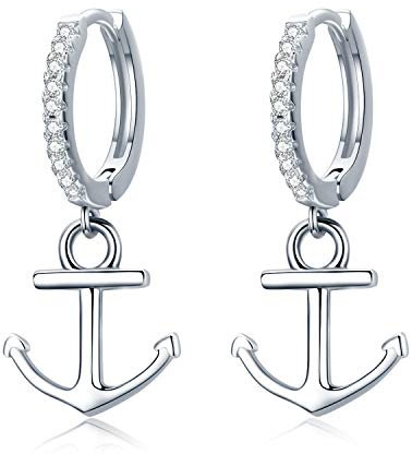 Anker Creolen Schiff Rad Ohrringe Anker Schmuck 925 Sterling Silber Zirkonias Anker Ohrstecker Anker Geschenke für Frauen Boot Rad Ohrringe