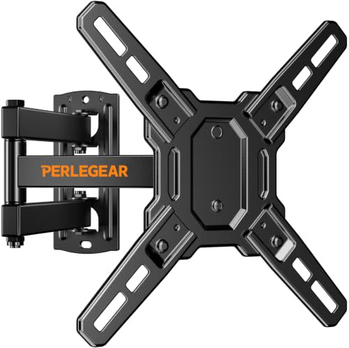 Perlegear Soporte de pared para TV de movimiento completo para la mayoría de televisores y monitores LED LCD de 13 a 42 pulgadas, extensión de inclinación giratoria con brazos articulados, VESA máximo