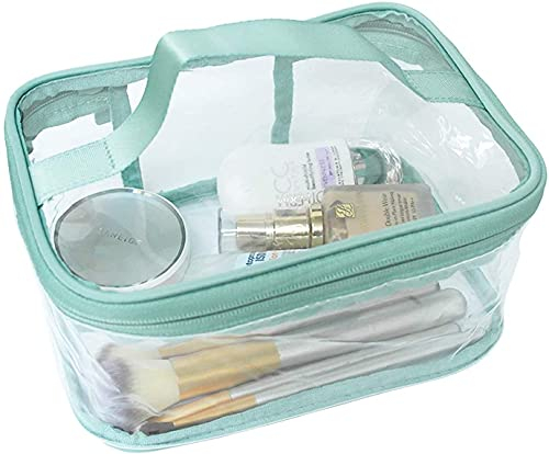 FIYUK Toiletry Bag Makeup Cosmetic Clear Bag Portable Waterproof Transparent Travel Large Storage Green