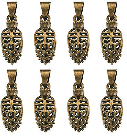 PandaHall 10 Stück filigrane Eispickel-Haken in Blattform aus Bronze, Antik-Optik, für selbstgemachte Halsketten, Schmuckherstellung