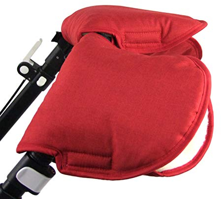 BAMBINIWELT universaler Muff Handwärmer Handschuhe für Kinderwagen Buggy Jogger mit Wolle 2-TEILIG MELIERT (rot meliert) XX