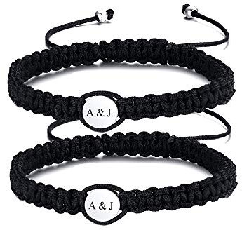 PJ JEWELLERY 1-5 Pcs Personalised Alphabet Initial Bracelet Simple Handmade Braided Macrame Bracelet Friendship bracelet Couple Bracelet BFF Gift customised Gift