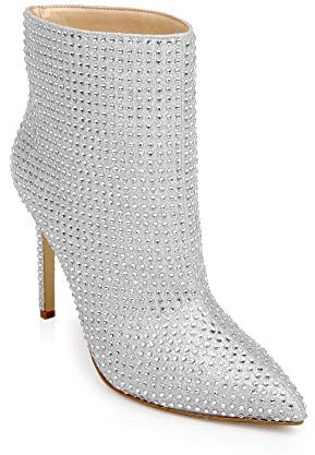 Jewel Badgley Mischka Damen Jude Mode-Stiefel, Silber Glitter, 40 EU