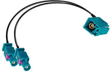 Vecys Fakra Z Femelle vers Double Fakra Z Mâle à Angle Droit 90 Degrés Câble Adaptateur RG174 30CM/11.8IN pour Autoradio Dab Système de Navigation GPS