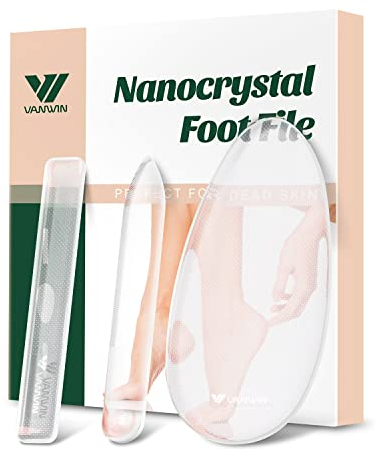 VANWIN Glass Foot File, Callus Remover for Feet Foot Scrubber Dead Skin Remover with Nano Micro-Abrasive Particles, Foot Rasp Heel Scraper Hard Skin Remover Foot Care Pedicure Tool on Wet and Dry Feet