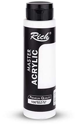 Rich Master Acryl Farbe 500ml - Cremige Acrylfarbe auf Wasserbasis, schnell trocknend, lichtecht, wasserfest, zum Auftragen mit Pinsel auf Leinwand, Papier und Holz - Weiss