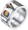 Richsteel Edelstahl Damenring Herrenring LGBT Fingerring mit bunten Herzen Rainbow Bandring Gay Pride Fingerring mit Gravur für Paar Pärchen