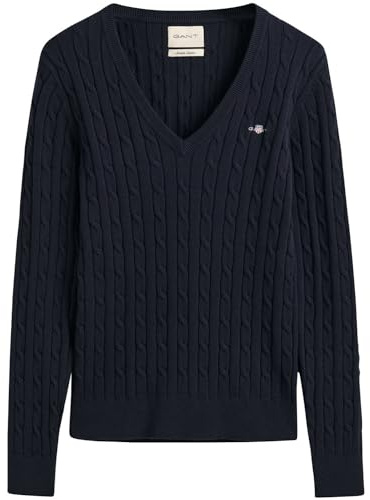 Gant Damen Stretch Cotton Cable V-Neck Pullover