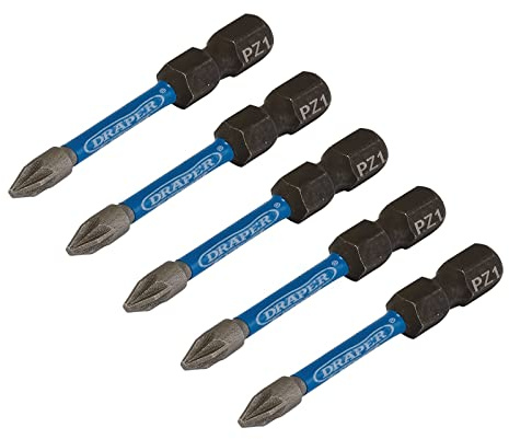 Draper 05646 PZ-Type Impact Screwdriver Bits, No.1 x 50mm (Pack of 5)