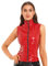 iEFiEL Damen Wetlook Crop Top Leder-Optik Tank Top Glänzende Korsett BH Oberteil Kurze Ärmellos Shirt Clubwear Kostüm Rave Party W Rot 4XL