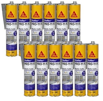 Lot de 12 mastics colle SIKA Sikaflex PRO 11 FC Purform - Gris béton - 300ml