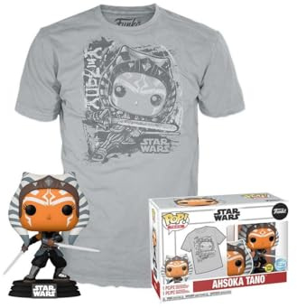Funko POP! & Tee: Mandolorian - Ahsoka Tano - Glow In the Dark - Medium - Star Wars - T-Shirt - Clothes With Collectable Vinyl Figure - Gift Idea - Toys and Short Sleeve Top for Adults Unisex Men