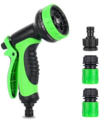 elthmpr Hose Pipe Spray Gun - 10 Modes, ABS Plastic, Green, Globe Valve, Garden Spray Gun