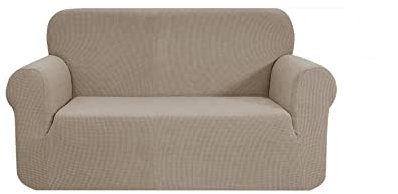 SAMSTEX Stilvolle Sofabezug Stretch 1 Stück Sofa Schonbezüge High Stretch Sofabezug 2 Sitzer Dicke Weich Loveseat Sofaschutz Maschinenwaschbar Rutschfeste Couchbezüge (2 Sitzer, Taupe)