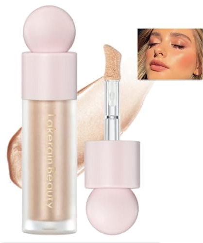 Maquillaje Iluminador Líquido, Iluminador en Crema con Brillo, Iluminador Facial de Acabado Brillante, Maquillaje Iluminador Líquido Hidratante con Purpurina para Rostro y Cuerpo (#02 LUZ DE ESTRELLA)