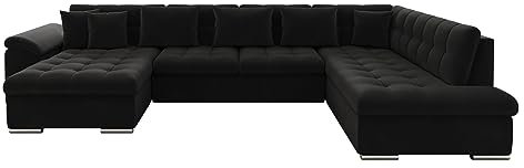 Mirjan24 Eckcouch Ecksofa Niko, Design Sofa Couch mit Schlaffunktion U-Sofa Große Farbauswahl Wohnlandschaft (Ecksofa Links, Magic Velvet 2219)