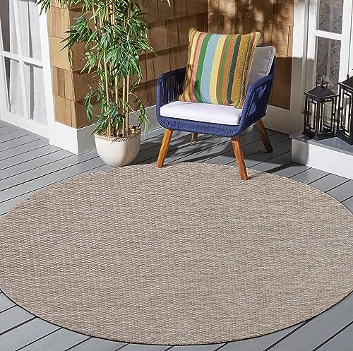 SANAT Melissa Outdoor Teppich Wetterfest - Balkon Teppich Wasserabweisend - Teppich für den Innen und Außenbereich, Terrasse, Garten, Wohnzimmer oder Küche - Beige, 120x120 cm Rund