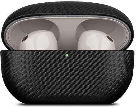 Haobobro [Karbonfaser Textur] Earbuds WF-1000XM5 Hülle Case - Handgefertigt WF1000XM5 Polyurethan Leder Hülle Cover - Stoßdämpfende Schutzhülle mit Premium Finish - Sony WF 1000XM5 Schwarz Tasche