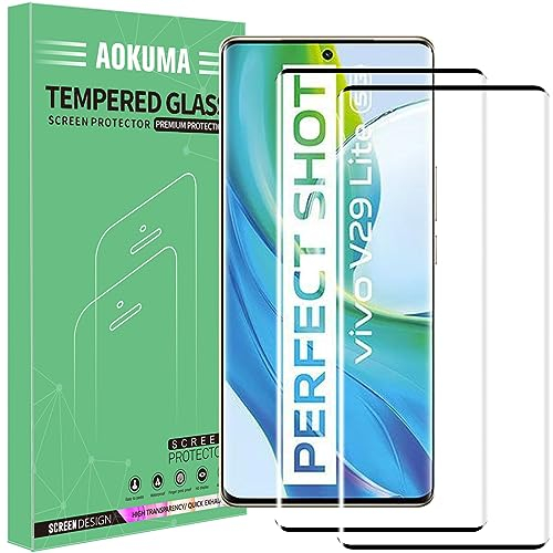 AOKUMA VIVO V29 3D Verre Trempé, [Lot de 2] 3D Verre Trempé VIVO V29[0.26mm] [Extrêmement résistant aux rayures] [Haute définition][Facile à installer] protections d'écran(Bord noir)