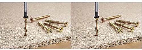 Meister Universalschrauben 5,0 x 60 mm - 240 Stück im Set - Senkkopf - PZ Pozidriv-Antrieb - Teilgewinde - Gelb verzinkt/Schrauben-Set/Schrauben-Eimer / 904070 (Packung mit 2)