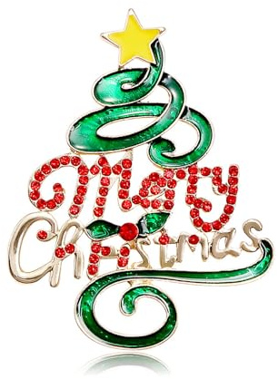 Weihnachtsbaum-Brosche, Anstecknadel, Motiv: Merry Christmas, für Damen und Herren, Strass, Kristall, Emaille, Urlaub, Anstecknadel, Anstecknadel, Anstecknadel, Anstecknadel, Anstecknadel