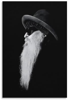 SECOLI Billy Gibbons Kunst-Leinwand-Poster, hochauflösender Druck für Zuhause, Büro, Wandkunst, Deco, 40 x 60 cm