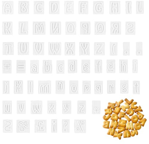 64Pcs Alphabet Cookie Cutters, Letter Cutter Moulds, Small Fondant Cookie Cutter Letters, with 12 Symbols Marks