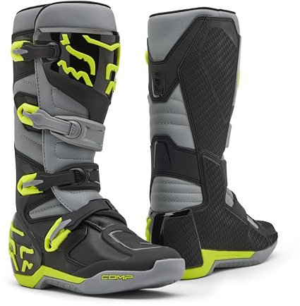Fox Racing Comp - Stivali da motocross, per moto da cross, colore grigio/giallo, taglia 46