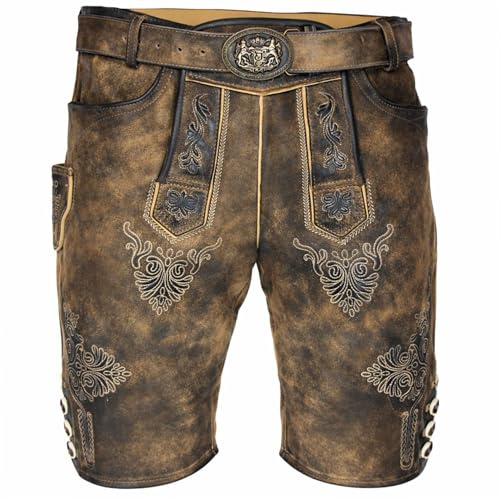Maddox Kurze Lederhose Ammersee mit Gürtel | Napatto Marmor 48