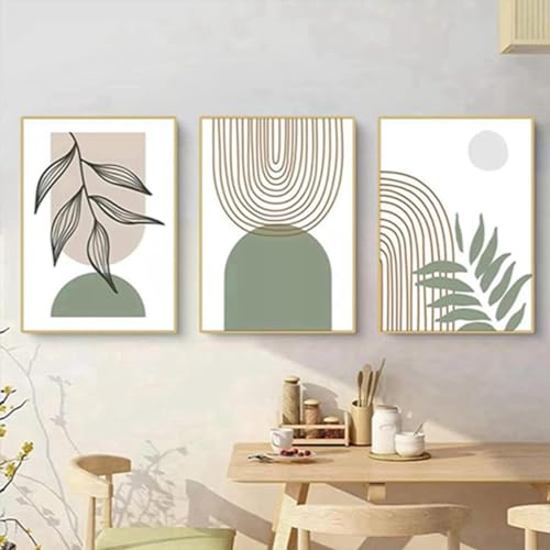 3er Set Poster Bohemian Poster Set Aesthetic Pflanze Bilder Moderne Abstrakt Kunst Wandbilder Boho Deko Bilder,Ohne Rahmen (Poster-06,30x40cm*3Pcs)