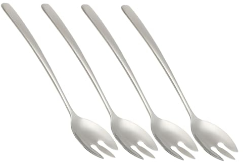 Alipis 4 Piezas Tenedor De Ensalada De Acero Inoxidable Utensilio De Cuchara Tenedor De Barbacoa Cucharada Cucharada Cuchara De Arroz Cóctel y Tenedor Acero Inoxidable 304 Metal