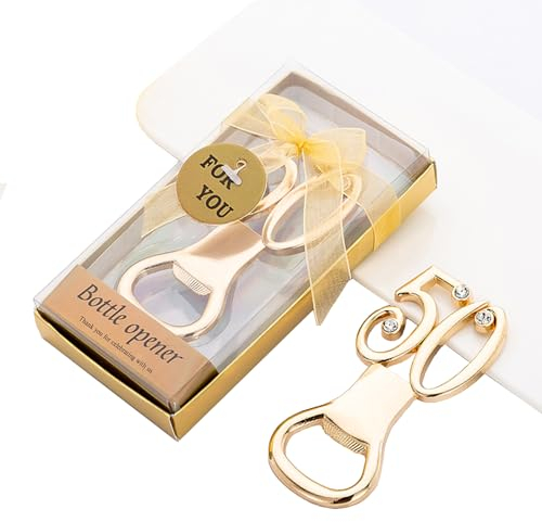 SURALIN 1 Confezione di Apribottiglie in Oro per Il 50° Anniversario, 50 Anniversario Matrimonio Apriscatole in Metallo Regalo per Il Bomboniere 50 Anniversario Matrimonio
