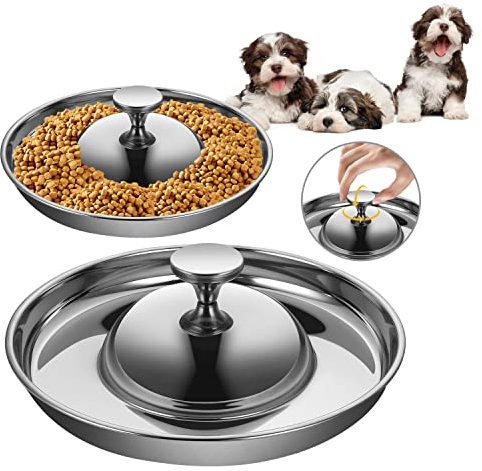 Hundenapf Welpen, 2 Stück Edelstahl Welpennapf, Hundefutter Wasserschale Langsam Fütternde Entwöhnungsschüssel für Kleine Hunde Katzen Haustiere