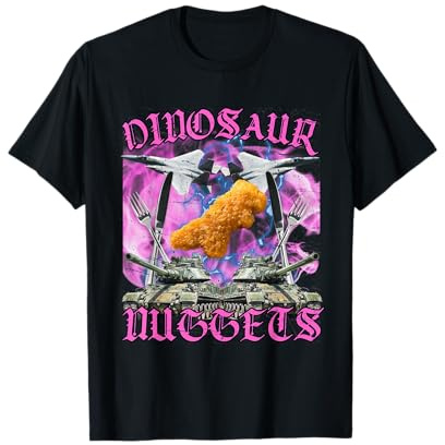 Lustiges Dinosaurier-Huhn-Nugget Bootleg Hardcore Flames Meme T-Shirt