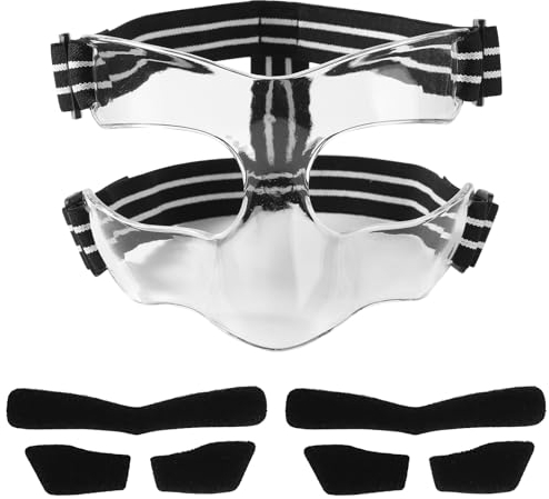 Protège Nez, 15x9,5 cm Protège Nez Cassé Écran Facial Réglable Blanc Noir avec Coussinets Masque pour Nez Cassé d'Entraînement Sportif pour Basket-Ball Football Baseball (Demi-Couverture)