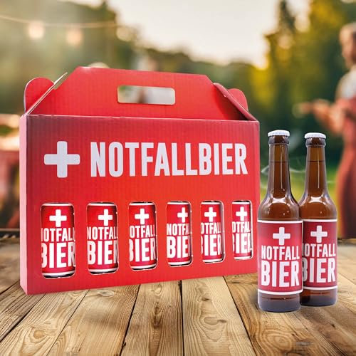 Männerhandtasche -Notfallbier- mit 6 x Bier 0,33 l, 4,8% vol., inkl. Mehrwegpfand