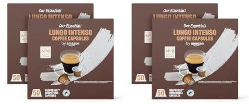 by Amazon Cápsulas de café Lungo Intenso, tueste medio, compatibles con Nespresso, 100 unidades, 2 paquetes de 50, certificado Rainforest Alliance (Paquete de 2)