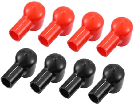 TUCKBOLD 8pcs Pipe Shape Battery Terminal Covers Boots Black Red | 8pcs, Black, Red, Automotive Parts