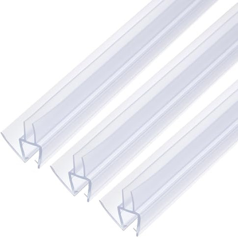 sourcing map Shower Door Bottom Seal, Shower Door Sweep for 1/4 Thick Glass 47 Long (15.7 x 3 Pcs), 5 Section Segmented Frameless Glass Door Seal Strip with Double Drip, Clear