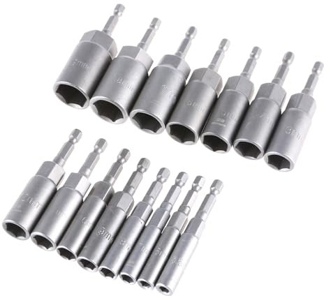 1/4-Zoll-Sechskantmutter-Schraubendreher-Stecknüsse, 5,5–19 mm, Schlitz-Flügelmutter-Bohrer, Stecknüsse für Ösenschrauben, Hakenbolzen