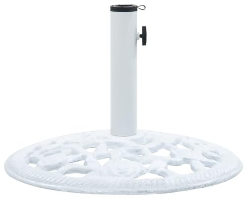 qohoio Socle de Parasol Blanc 12 kg 48 cm Fonte Pied De Parasol,Pied De Parasol Lourd,Pied De Parasol sur roulettes