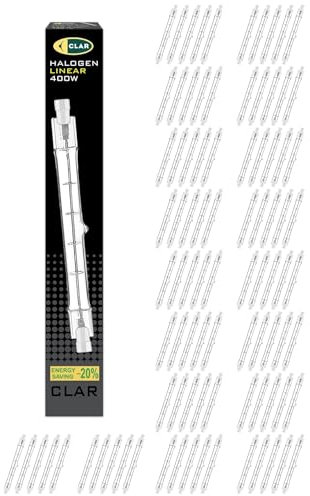 CLAR -Halogen Leuchtmittel 400W, R7S 118mm Dimmbar, Halogenstab 118mm, Leuchtmittel R7S, R7S Leuchtmittel, Ersatz Für Halogenstäbe, Stablampe, Dimmer Für Stehlampe, Tube Light (Pack 100)