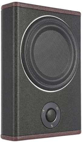 Hanmorfarbi 8 pulgadas 600 W coche audio, modificación de audio para coche, subwoofer de alta potencia, 12 V, con audio activo de madera de cuero, cuero sintético