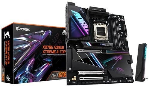 GIGABYTE X870E AORUS XTREME AI TOP Scheda madre - Supporta CPU AMD Ryzen serie 9000, VRM a 18+2+2 fasi, fino a 8800 MHz DDR5 (OC), 1xPCIe 5.0 M.2 + 3xPCIe 4.0 M.2, WI-FI 7, LAN 10 GbE, USB 4