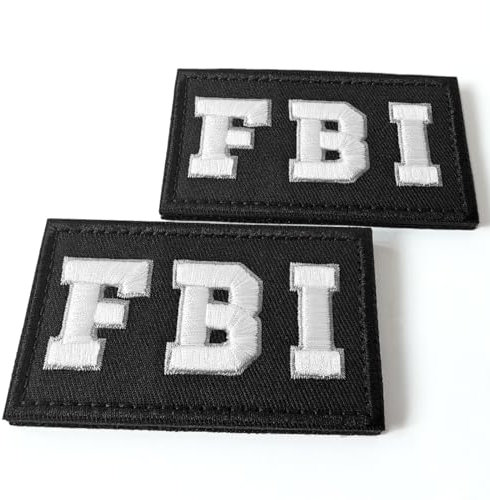 2 x FBI-Patch, bestickter Aufnäher mit Klettverschluss für Arbeitskleidung, Uniformen, Rucksäcke, Hüte, taktische Ausrüstung