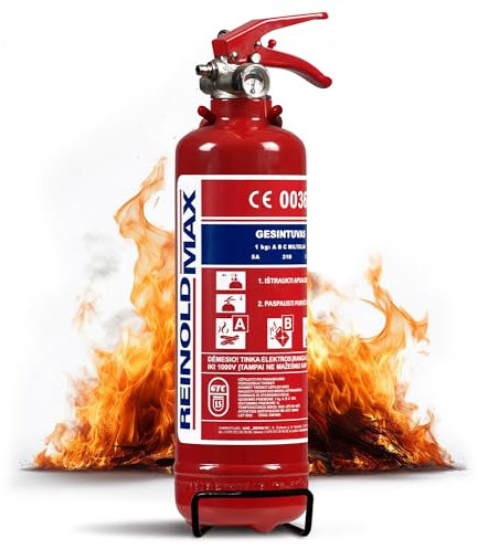 Extintor de polvo seco de 1 kg A B C para casa y coche - Solución contra incendios compacta y portátil