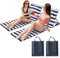 Ikodm Strandmatte faltbar,strandmatten gepolstert,Strandliege mit Handtasche,Staufächern,eingebautes Kissen mit 5-Gang-Einstellung, verschleißfestes Gewebe (158cm,Blau-Weiß-Streifen,Zwei)